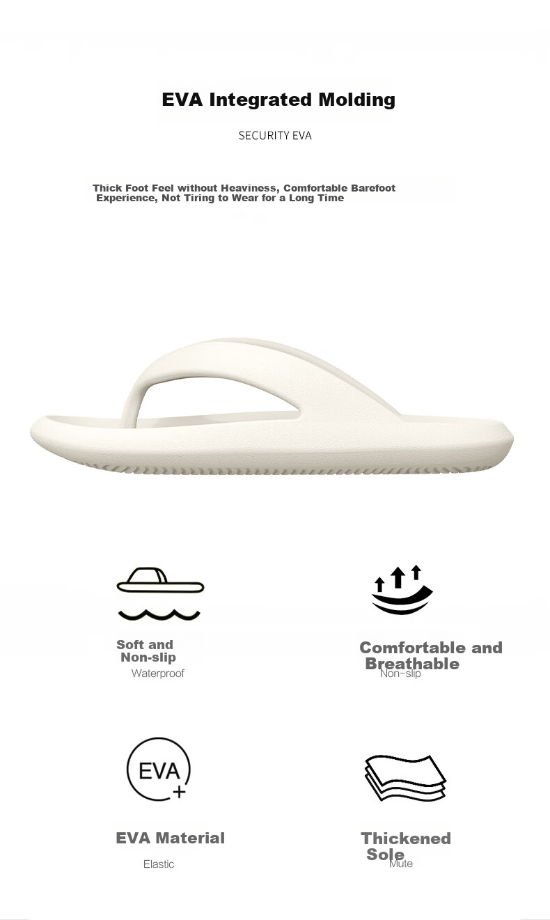 MEXICAN Flip-Flops for Men, Simple Cloud-Shaped Couple's Home Slippers, Non-Slip Beach Sports Outdoor Women's Sandals, Black 38-39 1