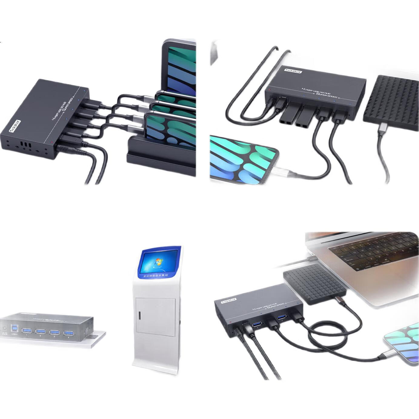 SIPOLAR USB 3.0 Expansion Dock с блоком питания, 4-портовый разветвитель A-4U30 (1.4 метра), концентратор для ноутбуков и настольных компьютеров, подключение жестких дисков, клавиатуры, мыши, промышленный класс, один порт 1A