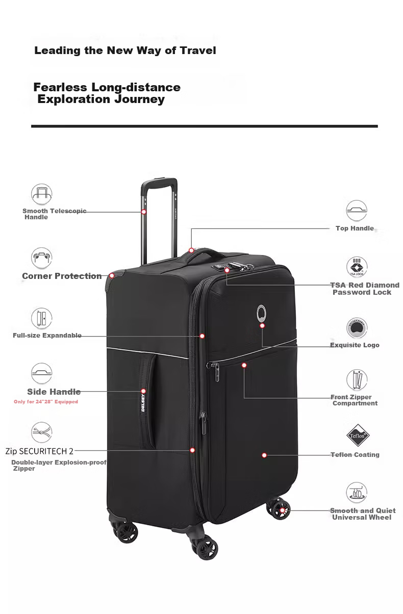 DELSEY French Ambassador Luggage, Ultra-Lightweight Password Lock Suitcase, Soft Fabric Travel Case, 24-Inch 4