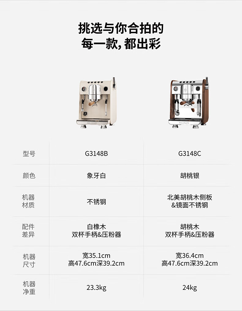 GEMILAI Yinsha G3148C Coffee Machine, Home And Commercial Semi-Automatic Coffee Maker, Small Appliance for Americano And Espresso, Dual Boiler, Rotary Pump 3