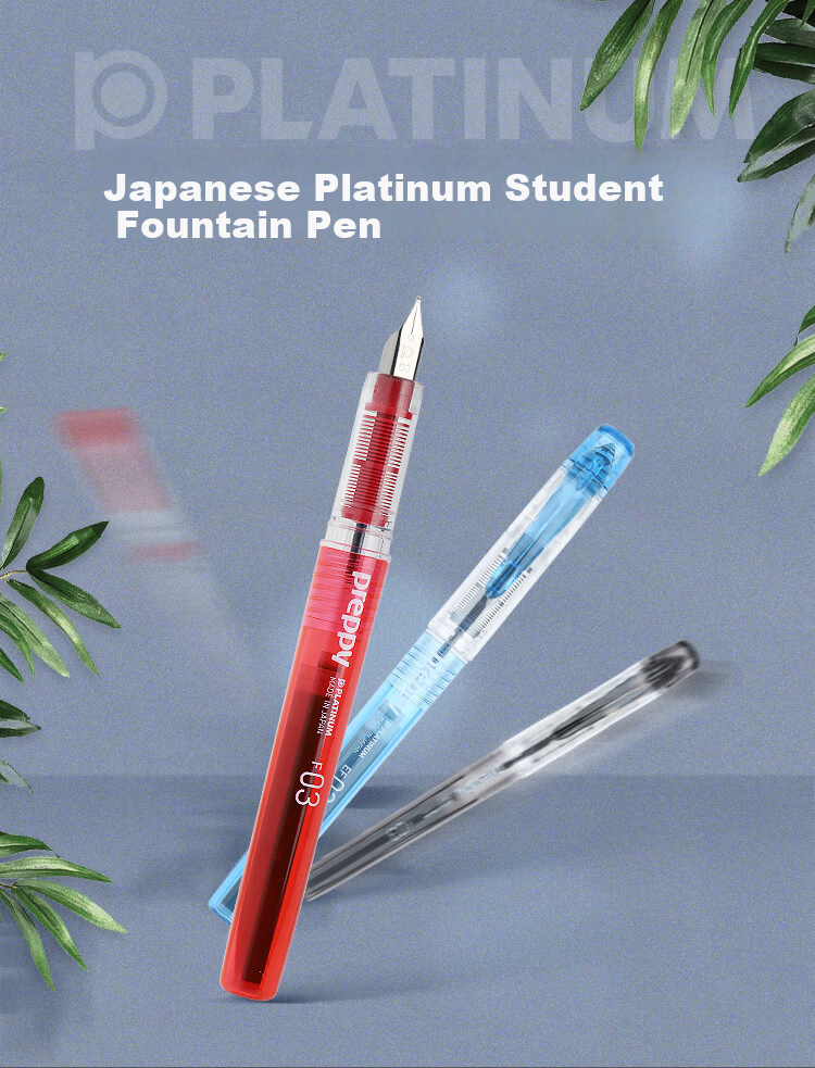PLATINUM Fountain Pen, Transparent Colorful Plastic Fountain Pen, Student Handwriting Practice Pen Ink Pen 02 PSQ-400C#11 Red 1