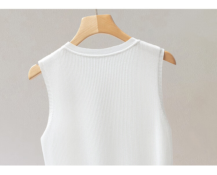 Cypress Fashion Vest 2026 Spring New Women's Simple Slim Fit Round Neck Sleeveless Short Top 13