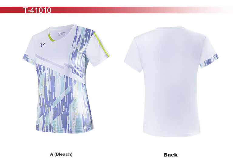 VICTOR Badminton T-Shirt Short Sleeve Women's Training Sportswear T-41010, Bleached, O 6