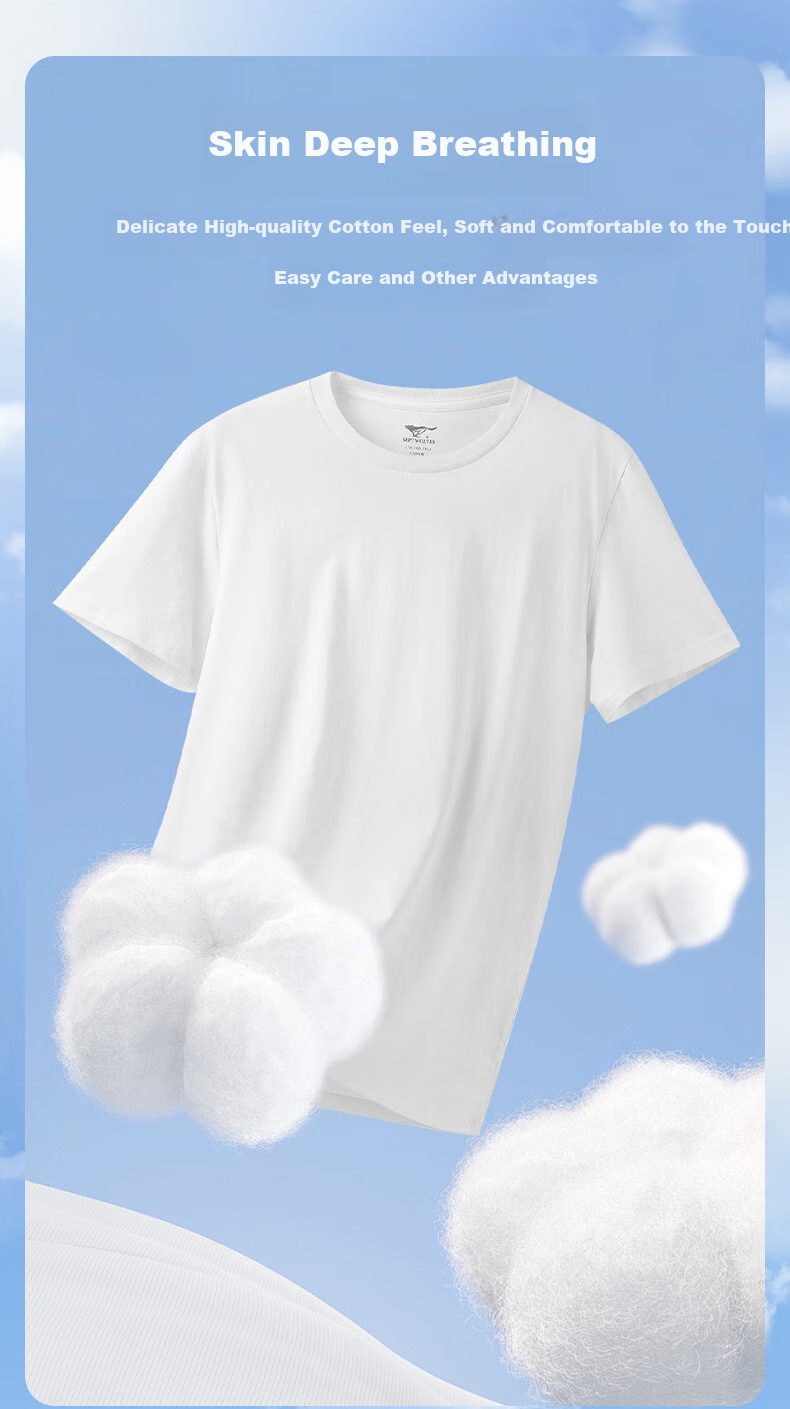 SEPTWOLVES Men's T-Shirt, Pure Cotton Short Sleeve, Spring And Summer Running Breathable Casual Sweat-Absorbing Undershirt for Me 4