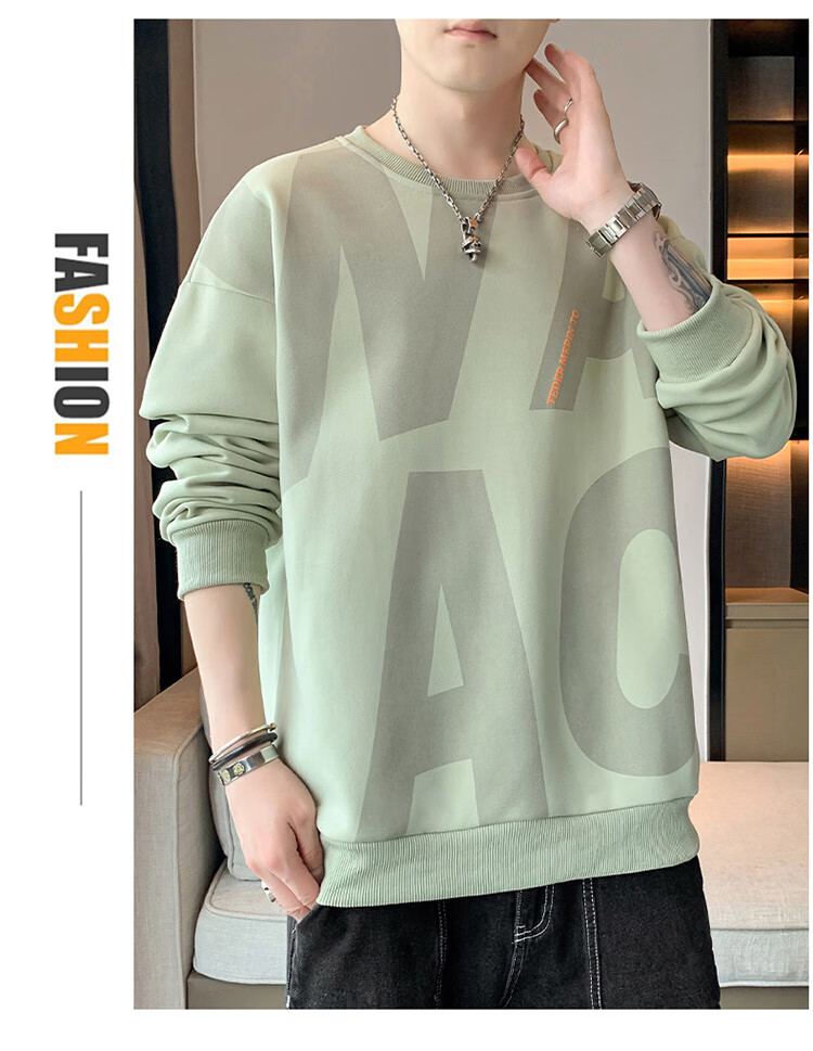 JEEP SPIRIT Sweatshirt for Men, Autumn 2025 New Style, Loose-Fitting Base Layer, Long-Sleeve Sweatshirt for Men 6586, Black, XL 19