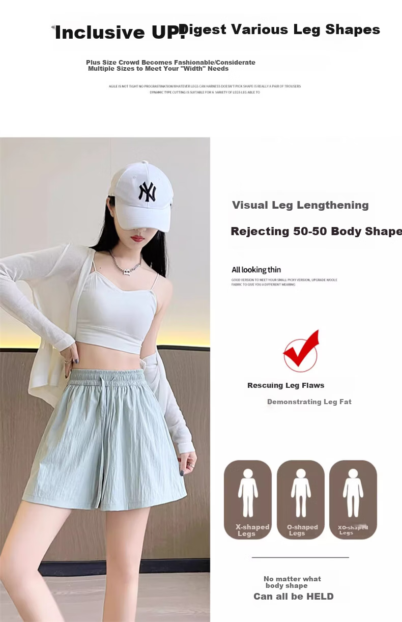 LangSha Women's Shorts, Summer Ice Silk Thin Style, 2025 New High-Waist Loose Casual Sports Quick-Dry Pants, Suitable for Outdoor Wear 4