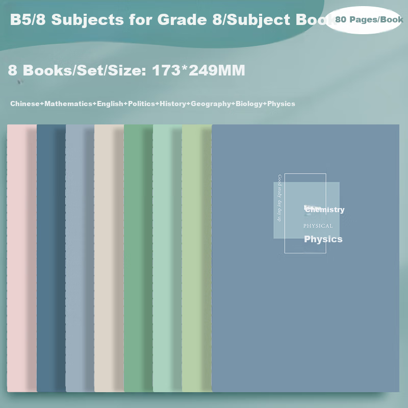 Faramon Subject-Specific Notebooks, Thickened B5 Size, for High School And Middle School Students, Complete Set of Seven Sciences, Subject-Specific Error Correction Books, for Chinese, English, And Mathematics Homework, 8-Pack Set