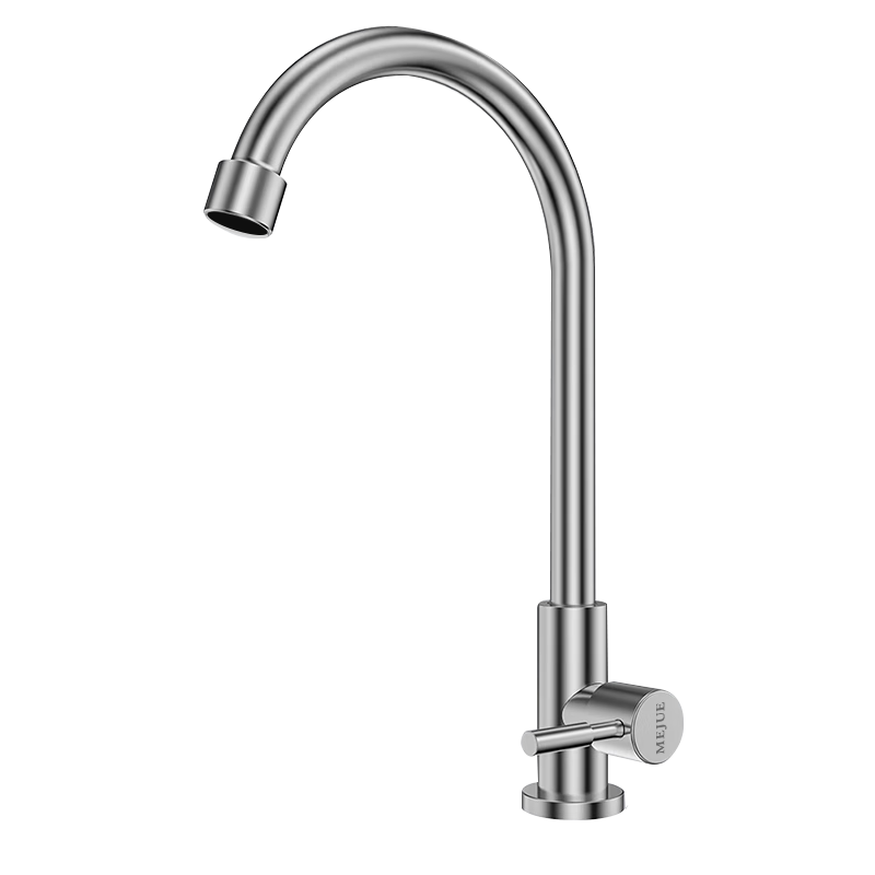 MEJUE 304 Stainless Steel Single Cold Water Faucet Balcony Sink Tap Lead-Free Health 360° Rotation Z-011371