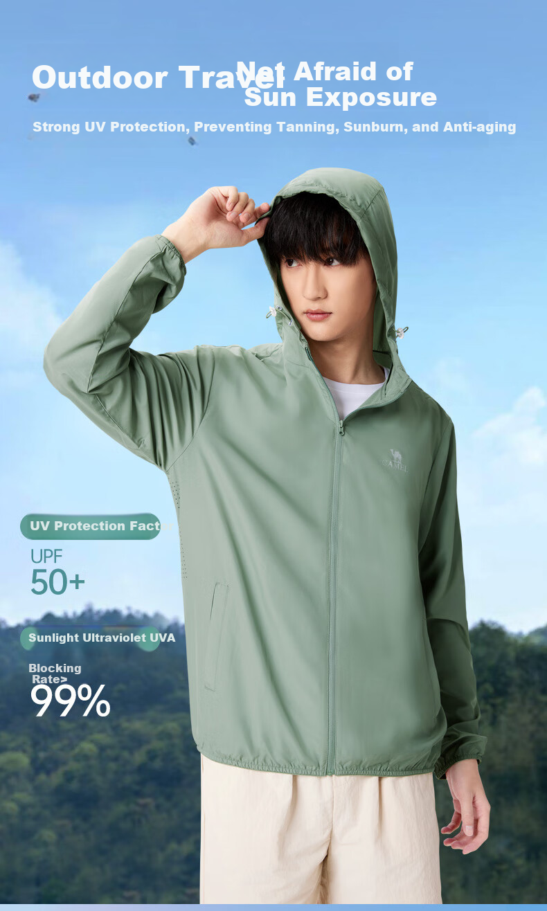 CAMEL Men's Ice Silk Sun Protection Clothing UPF50+, Outdoor Breathable Couple Skin Coat Sun Protection Jacket M13BA6V073F 5