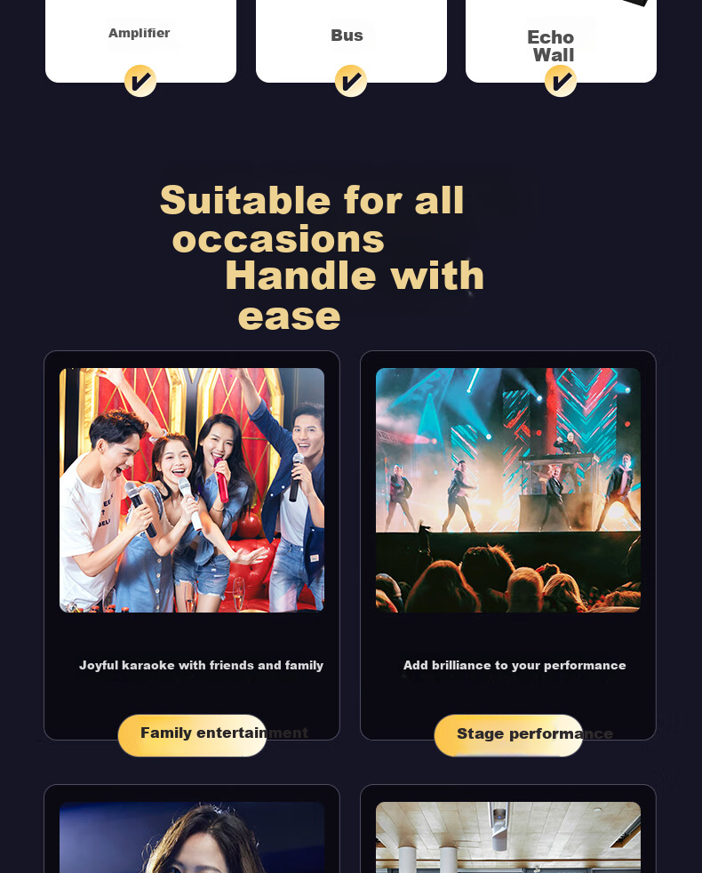 SANSUI K60 Wireless Microphone, Outdoor Square Stage Audio Conference Host Speech Home Karaoke Family KTV Professional Singing Universal Rechargeable Microphone One-To 14