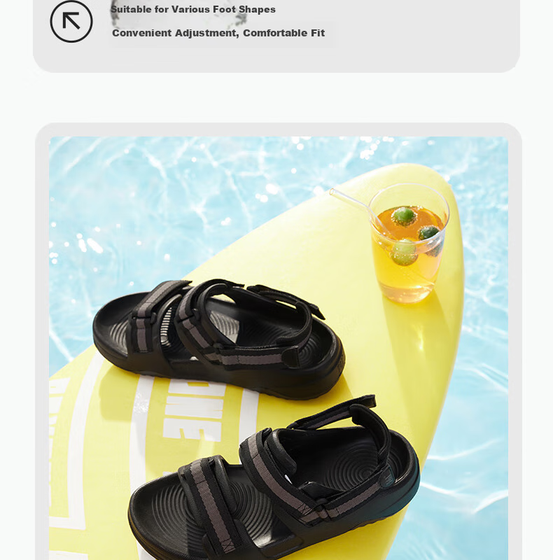 361° Men's Sports Sandals, Summer New Style, Outdoor Beach Casual Shock-Absorbing Soft-Soled Water Shoes, 672526711-5 11