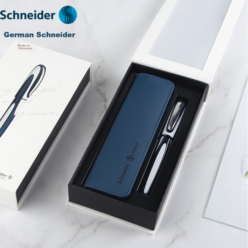 Перьевая ручка Schneider RAY, немецкое качество, элегантный дизайн, идеальный подарок для деловых людей и студентов, синий цвет, подарочная коробка