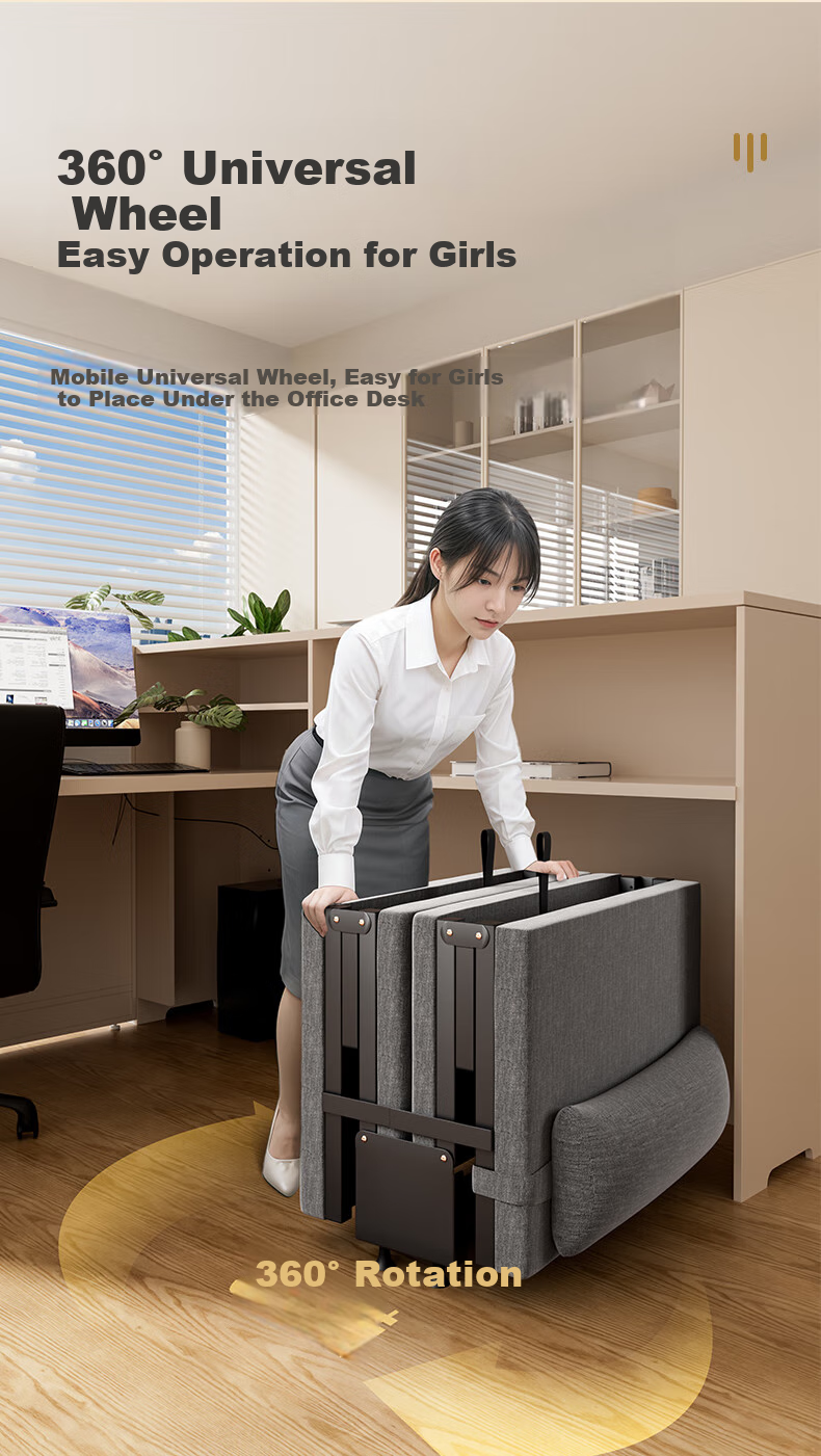 Wenna Folding Bed, Single Nap Bed for Office, Accompanying Bed, Wooden Board Bed, Four-Fold Foam Bed, 70cm 9