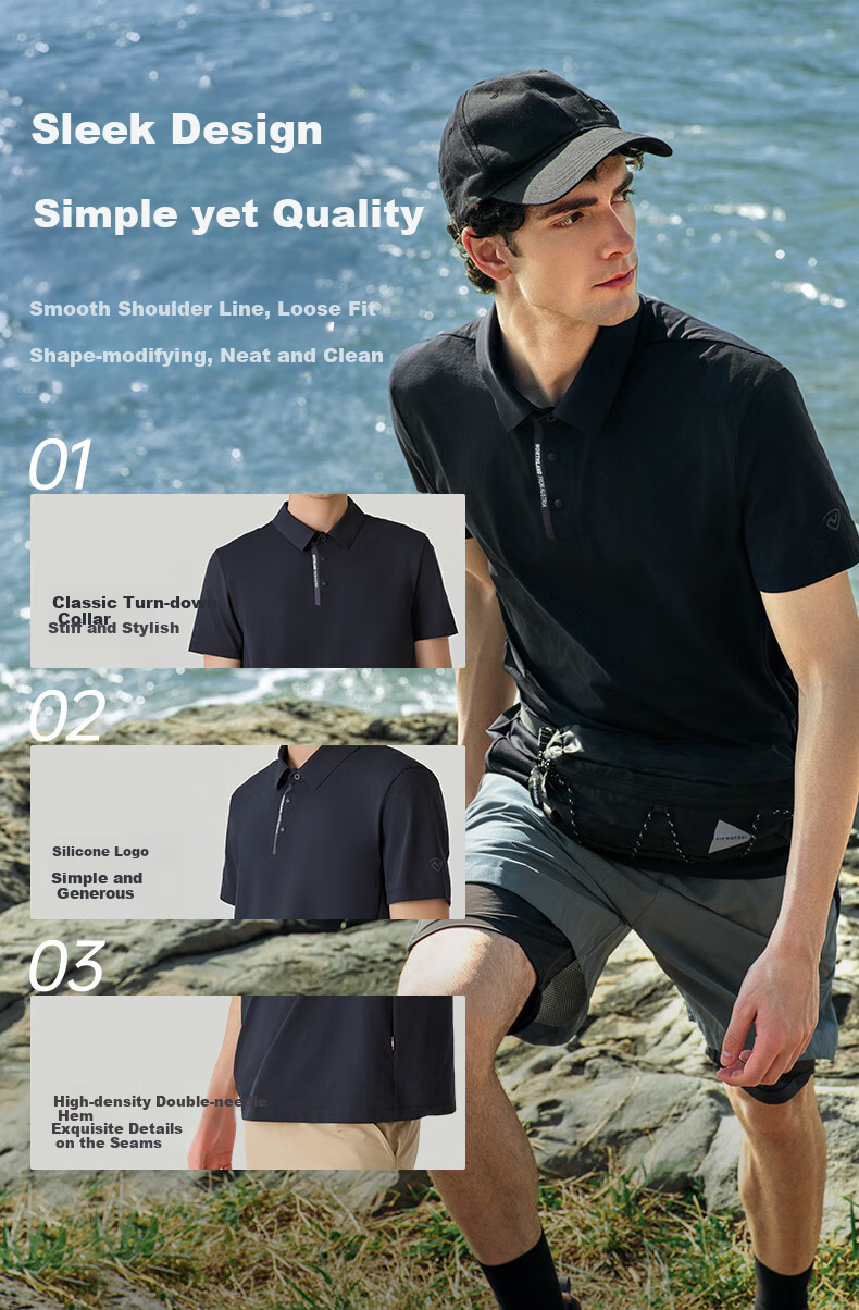 NORTHLAND Men's Moisture-Wicking Quick-Dry Polo Shirt, Outdoor Sun Protection, Elastic Antibacterial Collared Short-Sleeve T-Shirt for Me 6