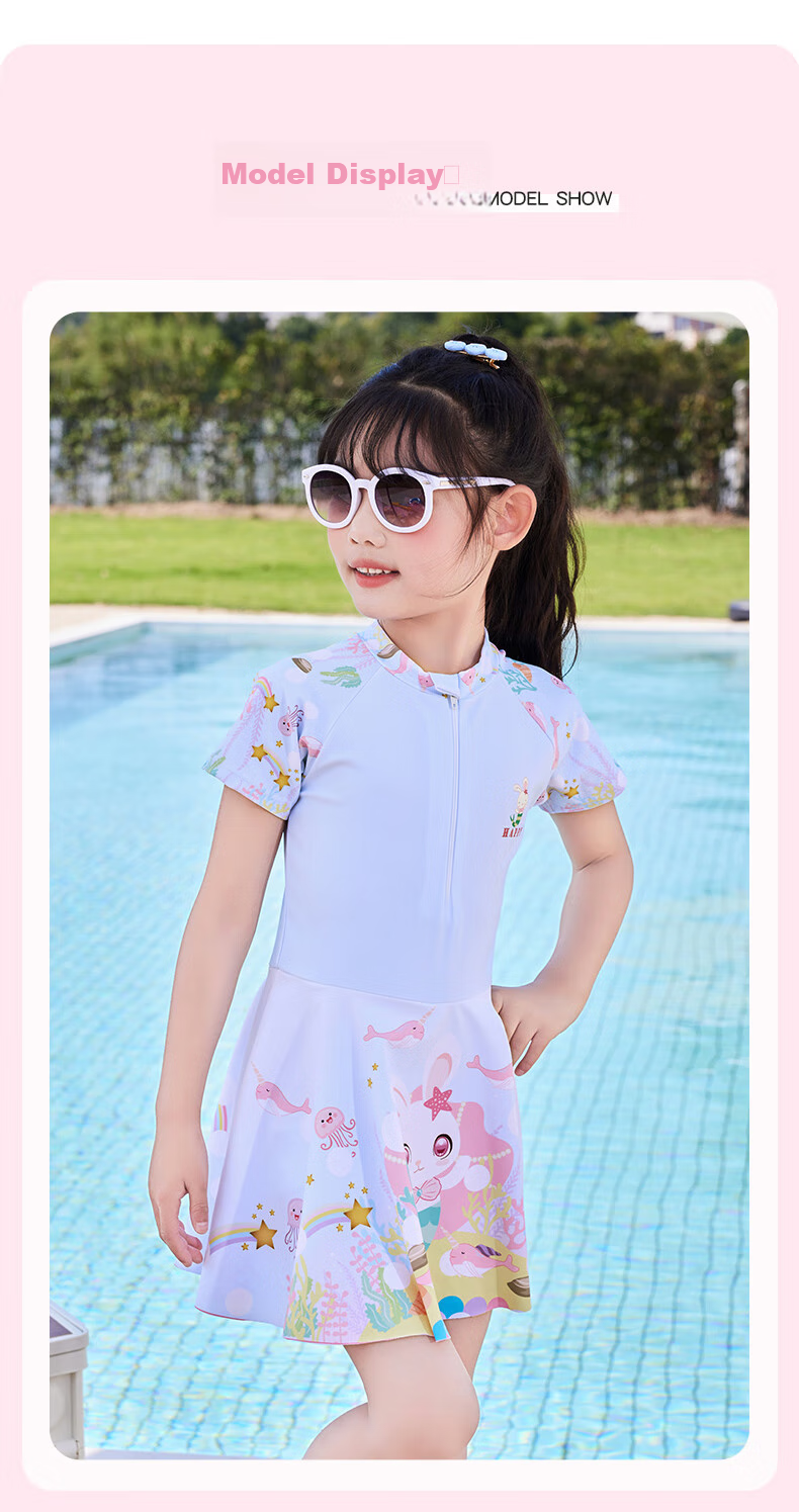 MiiOW Girls' Swimsuit Set for Older Children, Quick-Dry One-Piece Swimwear for Swimming, Hot Springs And Training 11