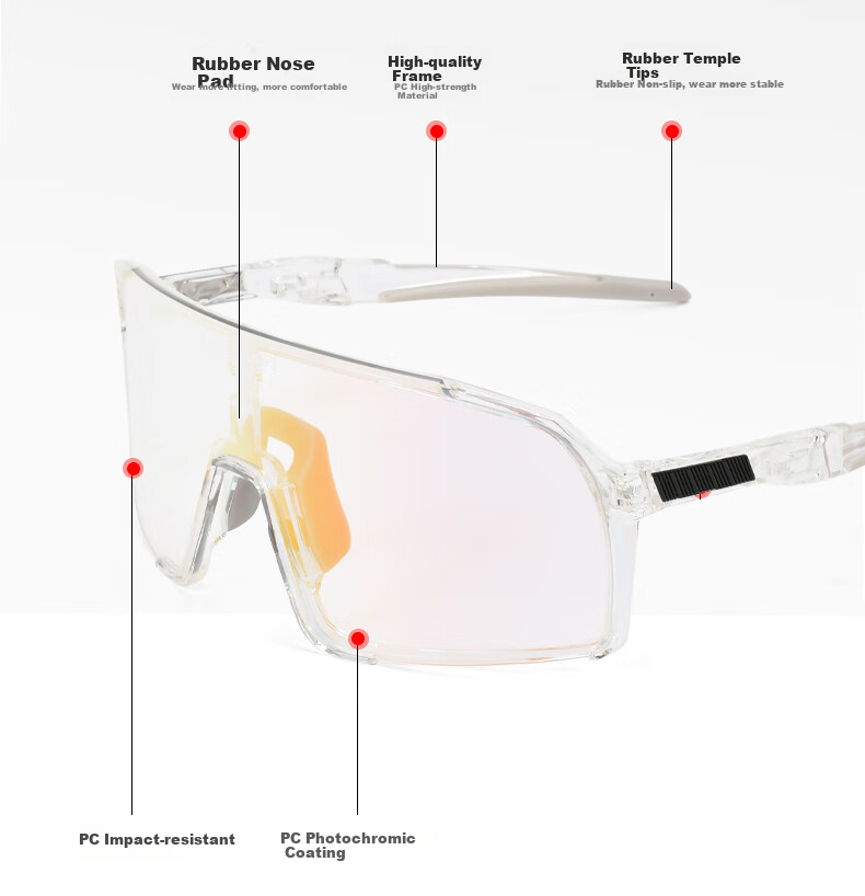Adandyish Electric Road Bike Glasses, Cycling Photochromic Sunglasses, Sports Protective Eyewear, Fishing Day And Night Dual-Use Windproof Dustproof Glasses 12