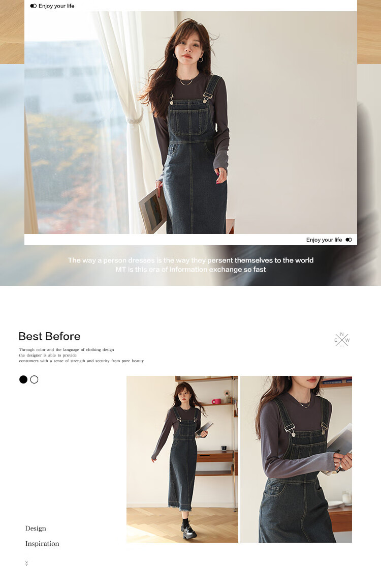 MT Nostalgic Vintage Straight Strap Dress Autumn Fashion Simple Essential 2