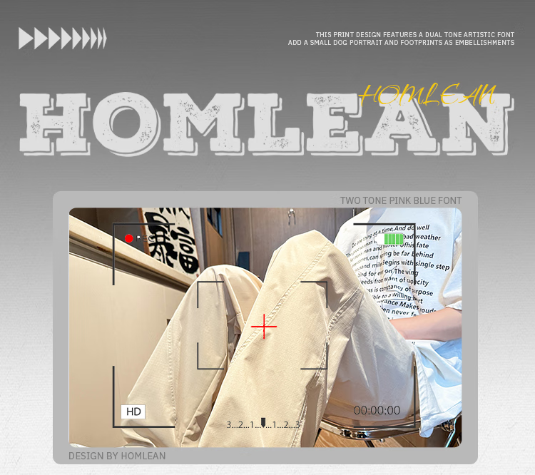 Homlean American-Style Curved Knife Casual Pants for Men, Summer Loose Trendy Wide-Leg Draping Heightening Straight-Leg Trousers GM07 Khaki M 1