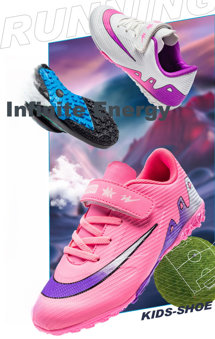 Shuangxing Children's Soccer Shoes for Boys And Girls, Big Kids' Molded Studs TF Artificial Grass Training Shoes, Student And Youth Slip-On Sneakers 8