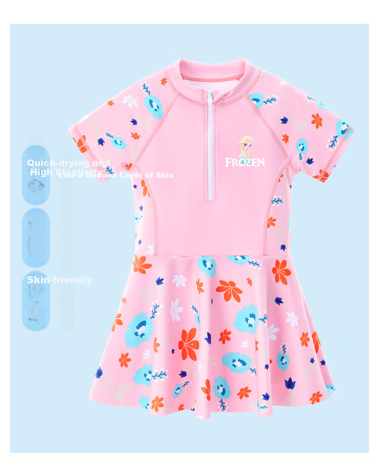 Disney Girls' One-Piece Swimsuit with Pleated Skirt Summer New SF240149 Pink Size 130 6