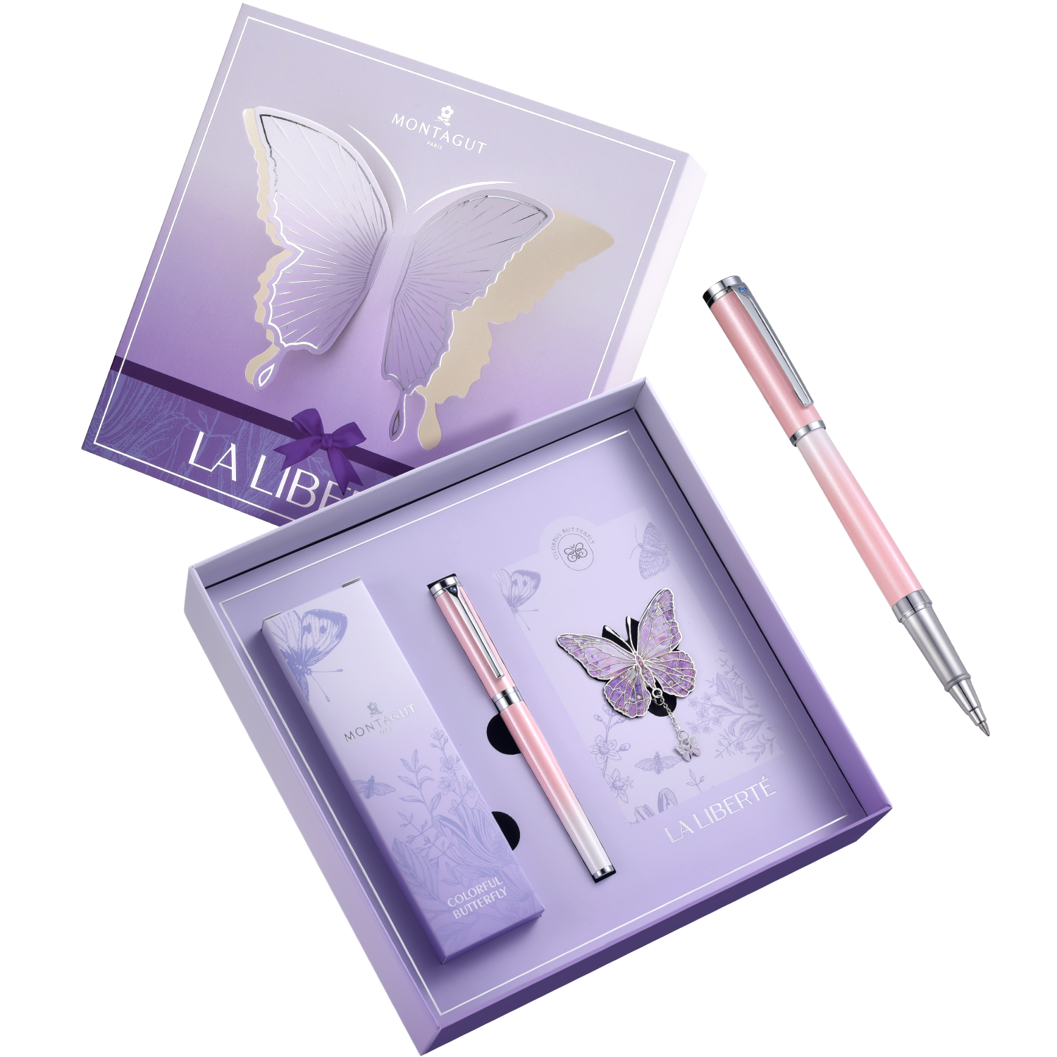 MONTAGUT Butterfly Series Pink Poetic High-End Elegant Ballpoint Pen for Women Gift Student High-Value Souvenir