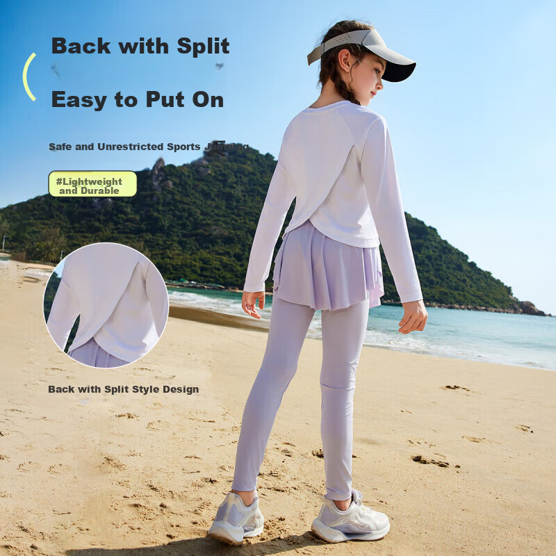 ASK JUNIOR Girls Summer Lightweight Breathable Cooling Skin Jacket and Leggings Sports Running Quick-Dry Two-Piece Set