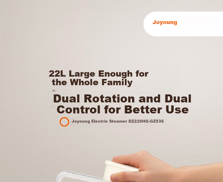 Joyoung 22L Three-Layer Large Capacity Electric Steamer Pot with Dual Rotary Timer And Heat Control, Breakfast Pot, Steamed Bun Pot DZ220HG-GZ536 7