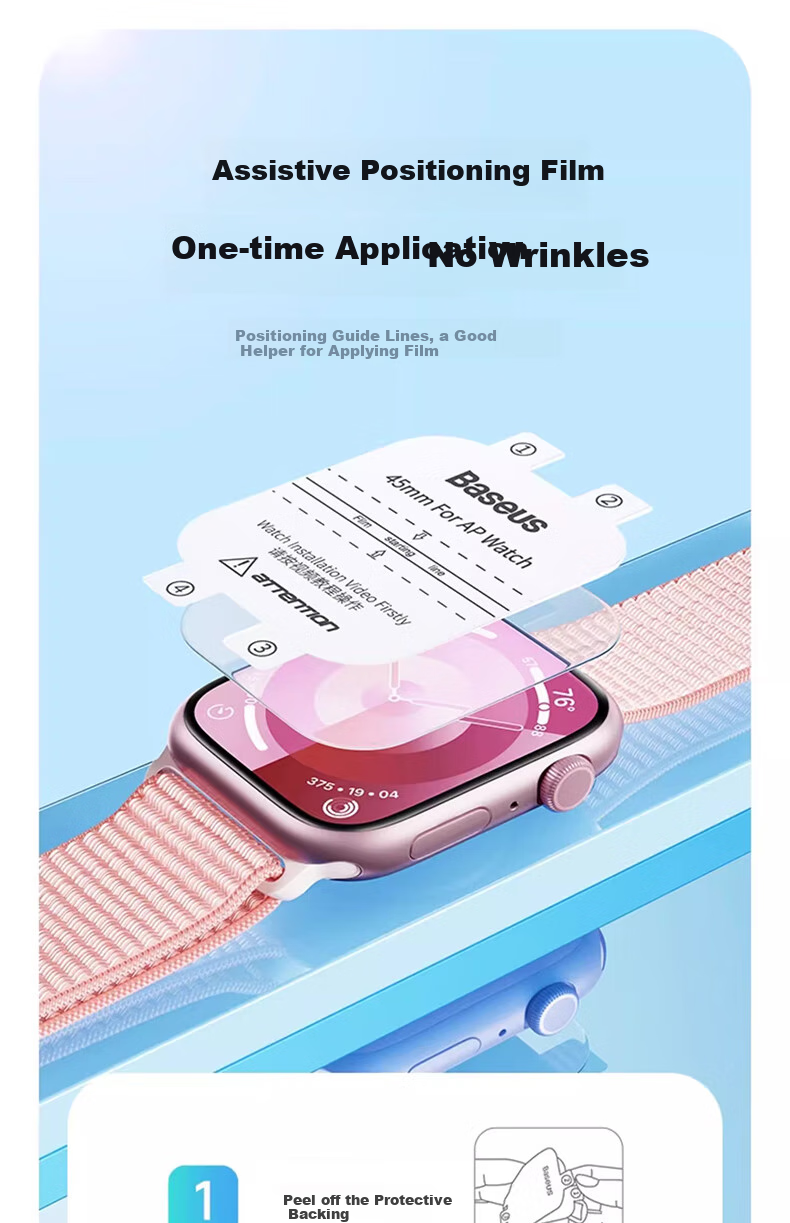BASEUS [Edge Protection Compensation] Compatible with Apple Watch S12 Protective Film, S12 Watch Film, S11 Universal Apple Watch Protective Film, S10 Protective Film, Apple Watch Double Layer 11