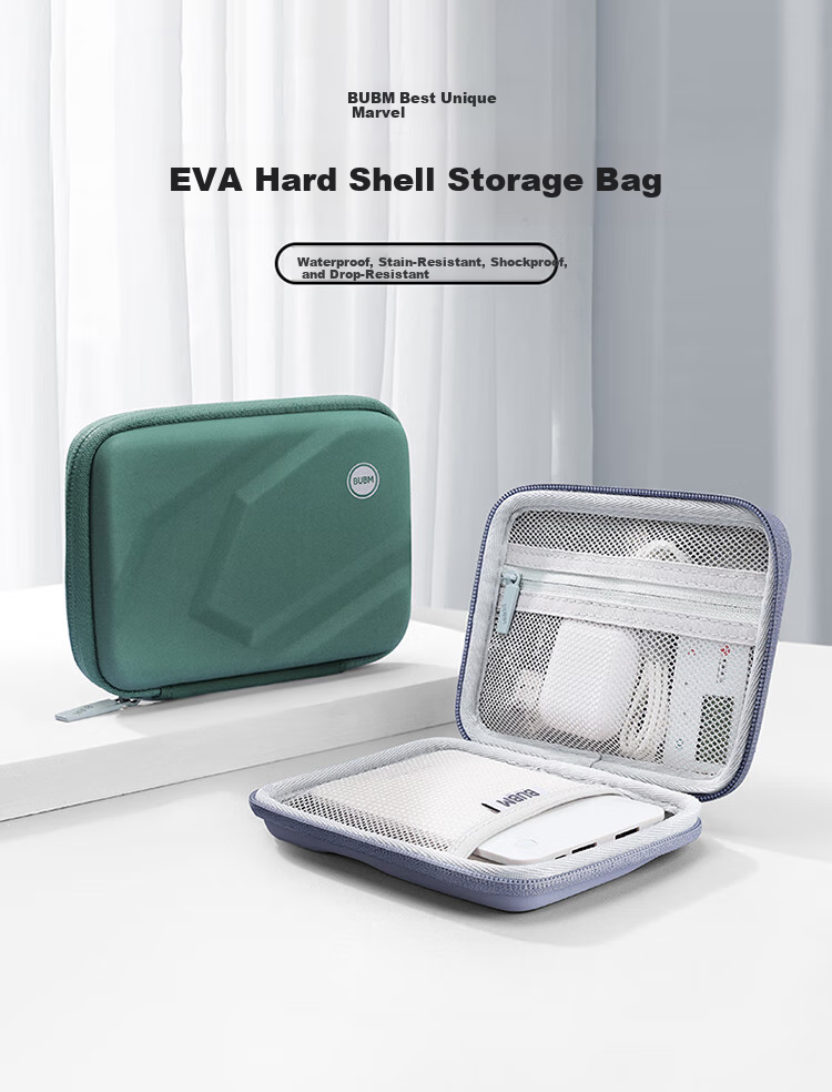BUBM 2.5-Inch Portable Hard Drive Case, Multifunctional Cable Storage Box, USB Flash Drive And Phone Case, Power Bank And Earphone Protective Sleeve, Digital Accessory Storage Bag, Gree 1