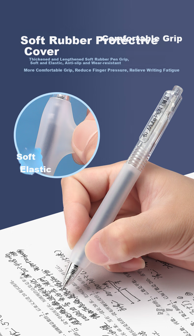 BAOKE PC1949 Silent Retractable Gel Pen 0.5mm Black AS Tip, Transparent Barrel, Exam Pen, Signature Pen, 12 Pens/Box 2