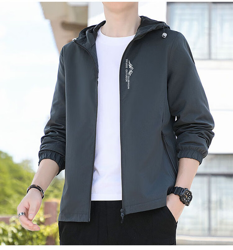 TUCANO Men's Jacket, Spring And Autumn Casual Workwear Hooded Loose Outerwear, Black, Size M 5