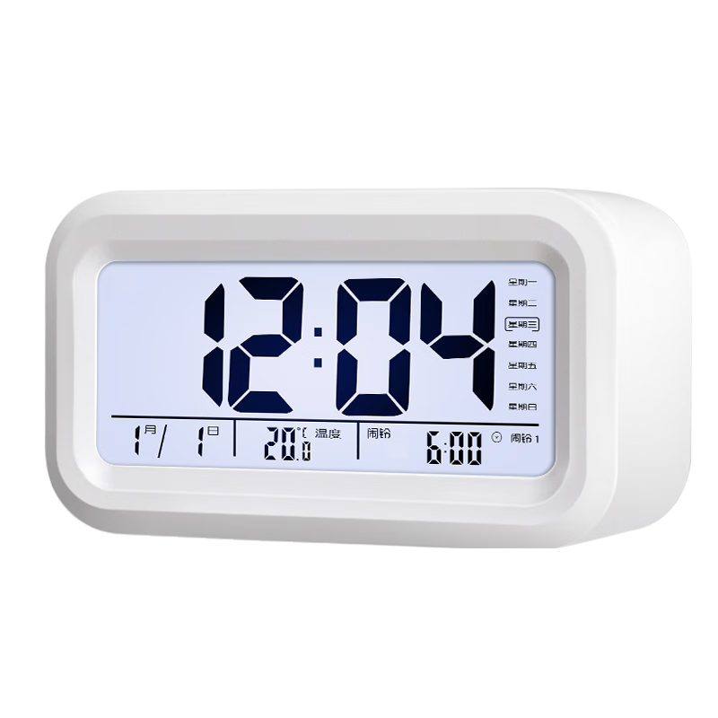 Cuttlefish Electronic Alarm Clock Bedroom Bedside Clock Multifunctional White Large Screen Battery-Powered Student Wake-Up Gadget Birthday Gift