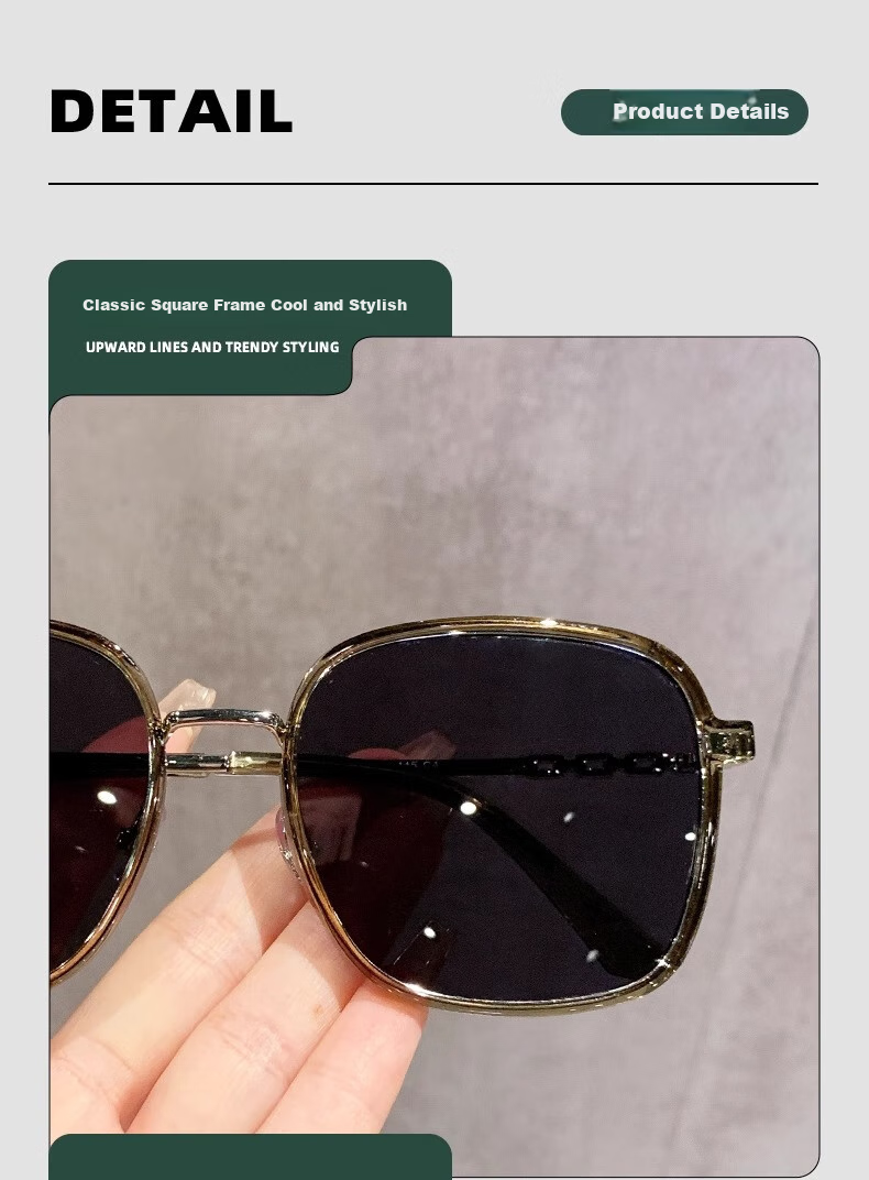 FENCHI Korean-Style Instagram-Inspired Ultra-Light Large Frame Sunglasses for Women, High-End UV Protection, Slimming for Big Faces, Trendy Myopia Sunglasses 10
