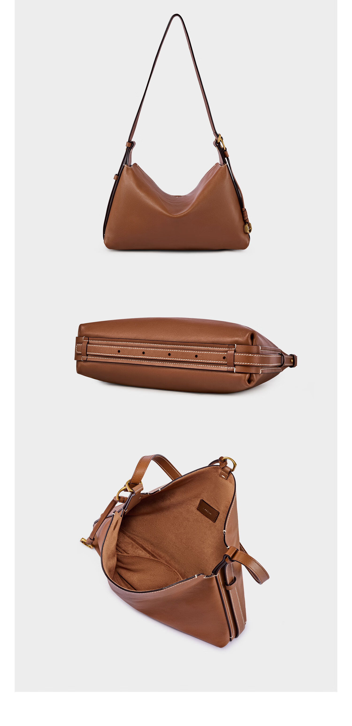 DISSONA Hobo Soft Leather Underarm Bag for Women, Shoulder Bag, Brown - Medium Size 7