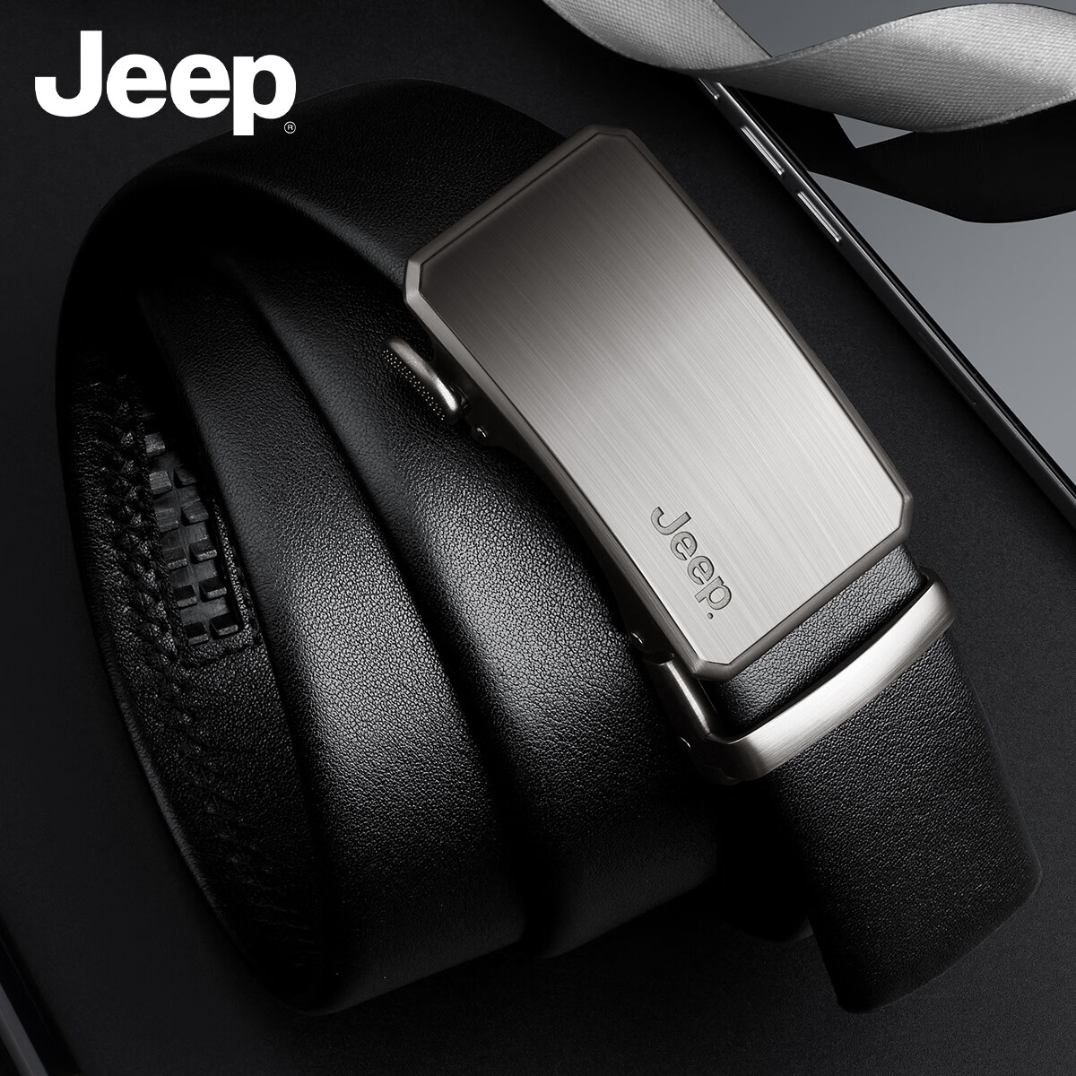 Ремень кожаный JEEP для мужчин, натуральная коровья кожа, автоматическая пряжка, деловой стиль, подарок на День Святого Валентина, день рождения для парня, мужа, отца