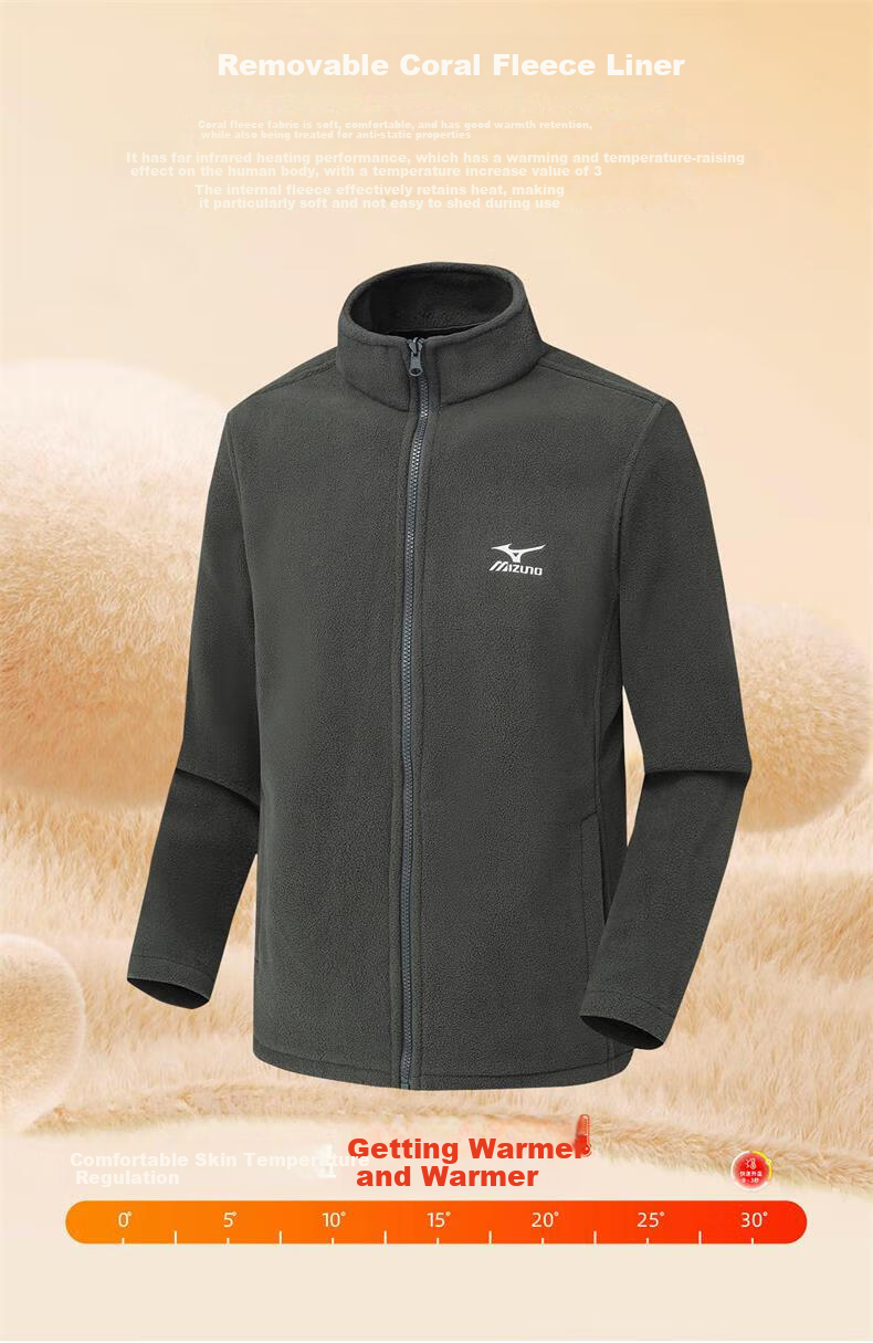 MIZUNO Outdoor Jacket Unisex Hiking Windproof 3-in-1 Two-Piece Set 3