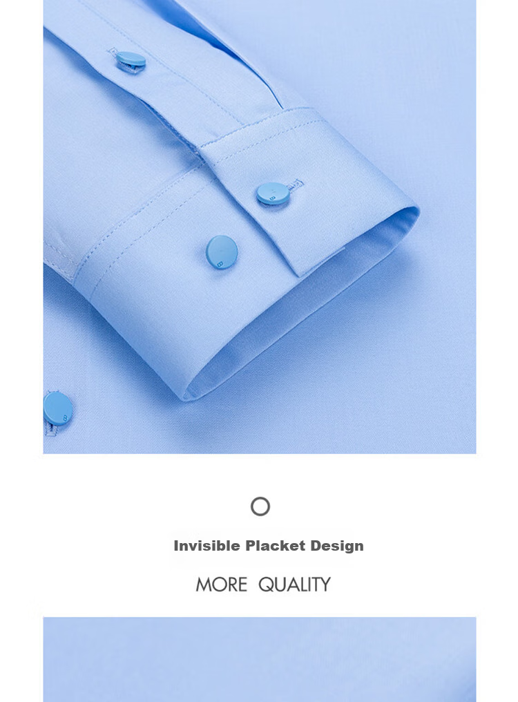 ROMON Bamboo Fiber Professional Formal Dress Shirt Long Sleeve Slim Fit Elastic Men's Shirt Blue M 6