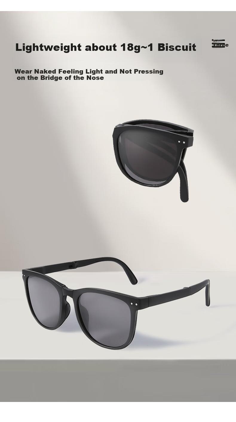 CACUSS Women's Sunglasses, Spring And Summer New Style, Polarized, Face-Slimming, Foldable, High-End Feel, Sunglasses for Men, Ink Black 2