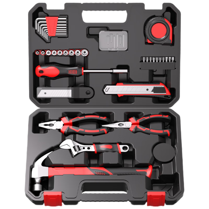 DELIXI Household Toolbox Set Electrician Carpenter Telecom Repair Hardware Hand Tools 38-Piece Set