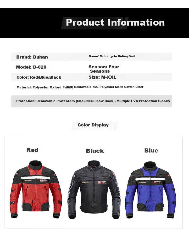 DUHAN Men's Motorcycle Riding Jacket Four-Season Racing Suit Upgraded Protective Gear Motorbike Protective Anti-Fall Detachable Liner Jacket 11