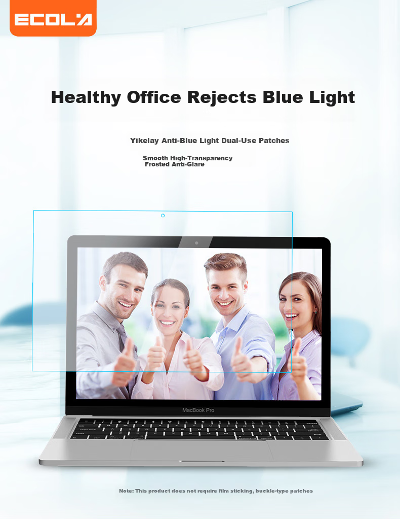 ECOLA Computer Anti-Blue Light Film FL156 Monitor Anti-Blue Light Film, Laptop Anti-Blue Light, Anti-Glare Protective Film, Tablet, 15.6-Inch (16:9) 1