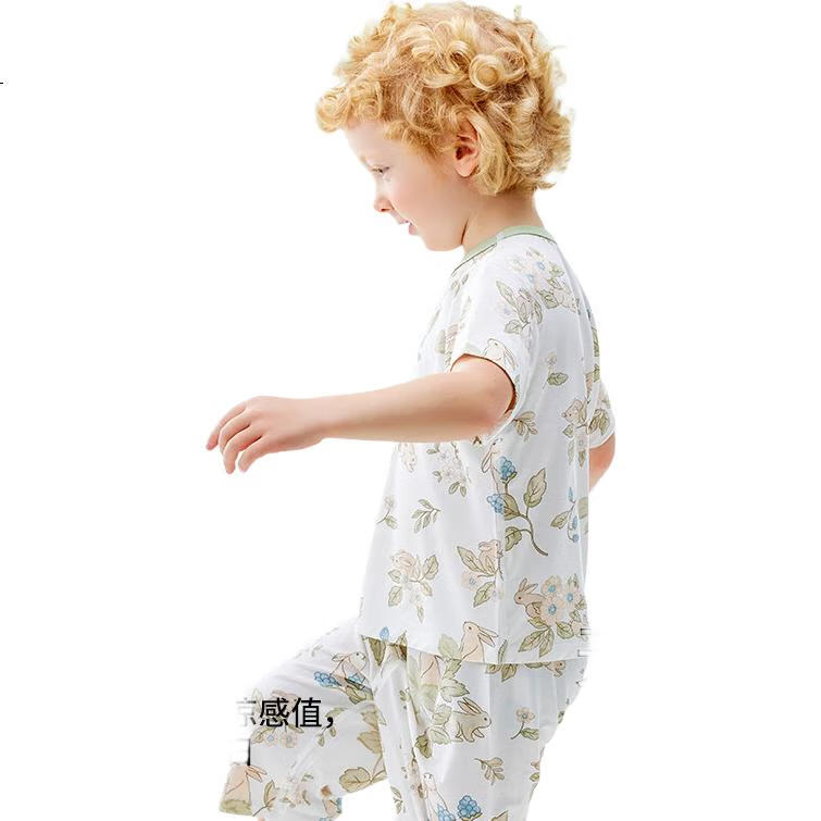 Beitaisi Children's Pajamas, Summer New Style Breathable, Thin Boys' Clothing, Girls' Short-Sleeve Youkesi Home Wear Set