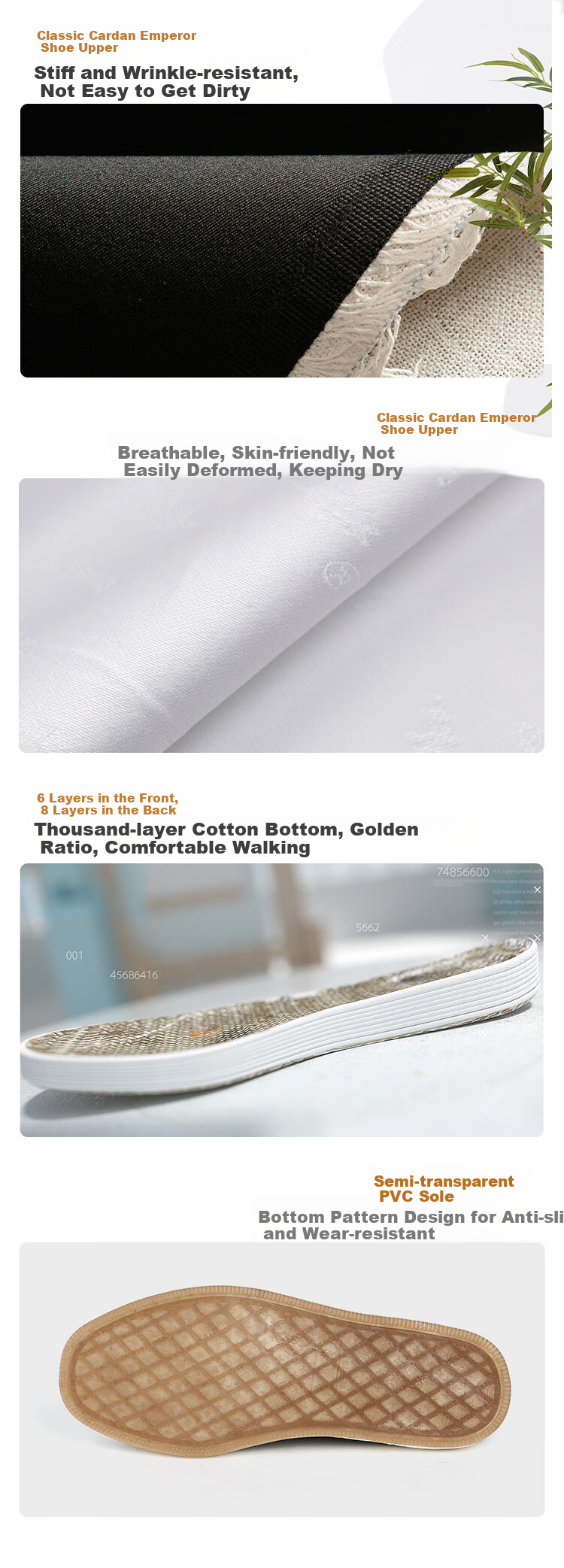 Laomeihua [Classic Mugwort Style] Traditional Beijing Cloth Shoes with Thousand-Layer Sole, Breathable And Foot-Friendly Slip-Ons, Size 45 9