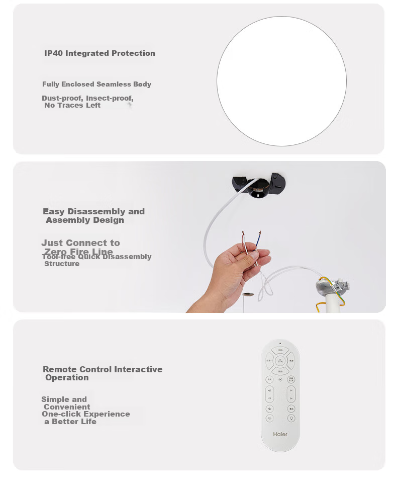 Haier Ceiling Fan Light, Invisible Simple Nordic Style, for Dining Room And Bedroom, Full Spectrum Ra97, 36-Inch Fan Light [Installation Included] 15