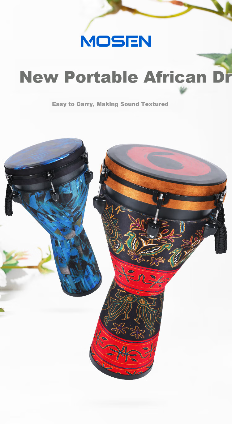 MOSEN 12-Inch Professional African Drum, Carbon Fiber Material Lijiang Hand Drum, Adjustable Tuning Fashion Style, Cosmic Blue 1