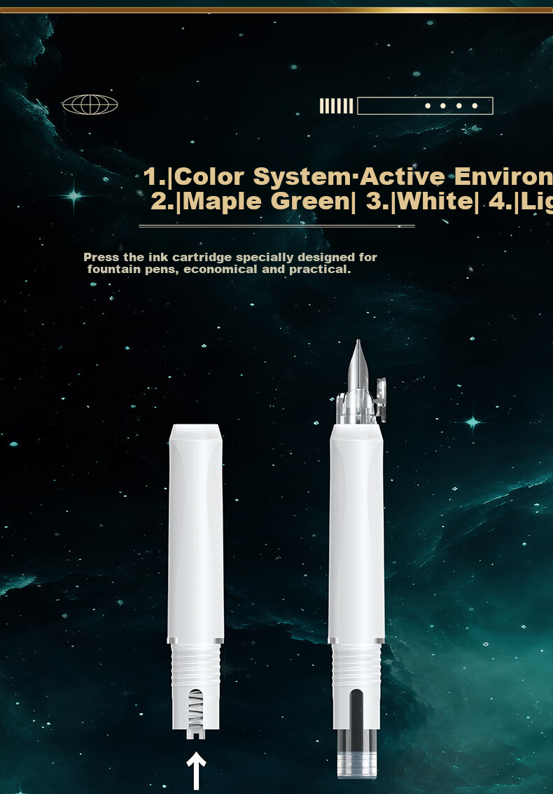 Dianshi Space Capsule Retractable Fountain Pen, Small Capsule Door for Third Grade Elementary School Students' Homework, Back-To Season Handwriting Practice, Fine Nib, No Ink Spatter, 7158 (Light Blue Barrel - Black Ink Cartridge), 1 Pen with 5 Ink Cartridges 20