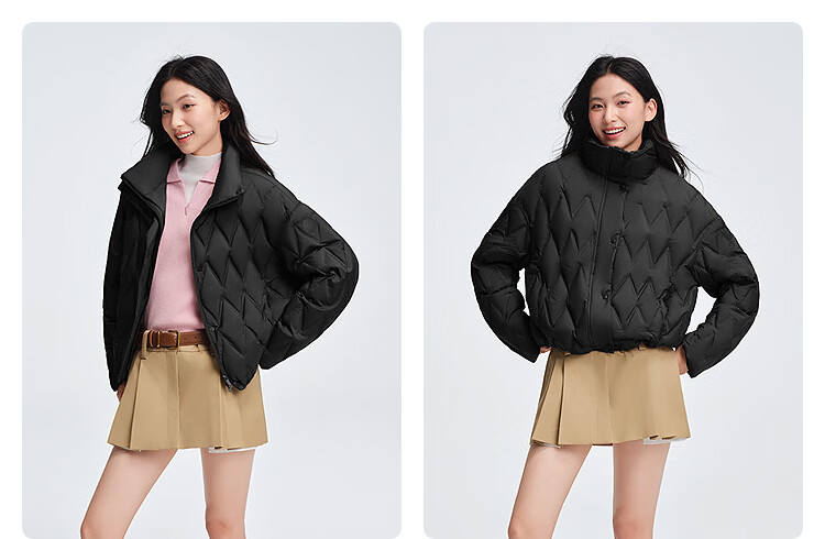 BOSIDENG Women's Spring and Autumn 90% Down Lightweight Stand Collar Slim Fit Short Casual Versatile Jacket 27