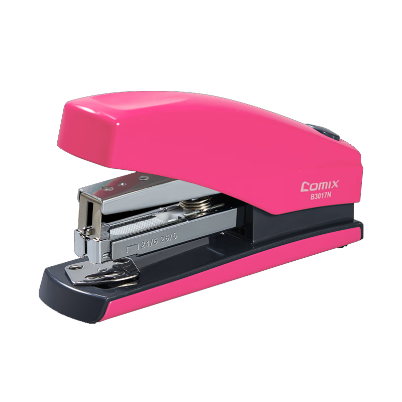 COMIX 25-Page Low-Effort Stapler, Anti-Jamming Function Compatible with 24/6 Staples #12, Pop-Up Staple Channel, Office Supplies, Red B3017N