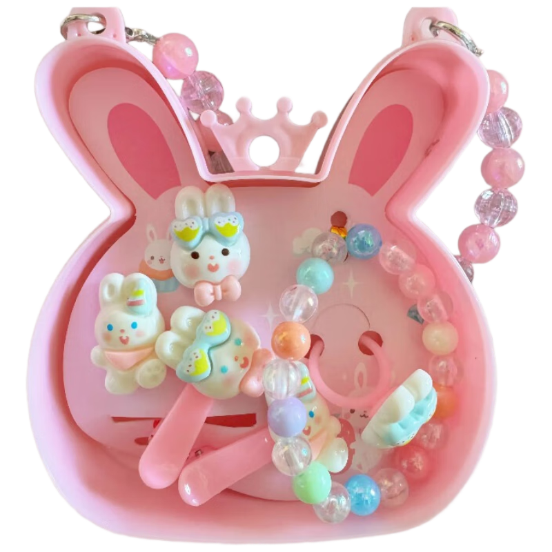 Jiaxiang Children's Gift Set Girls Baby Hair Clips Earrings Accessories [Little White Rabbit 6-Piece Set] Little Rabbit Box