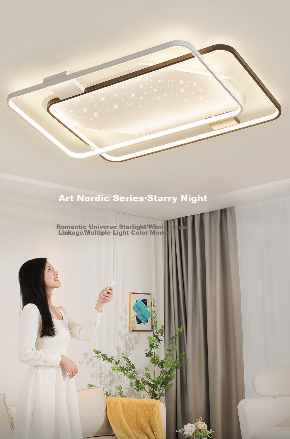 NVC Living Room Ceiling Light Set, Modern Zhongshan Simple Nordic Creative Starry Atmosphere Starlight Shower with Installation Included 1